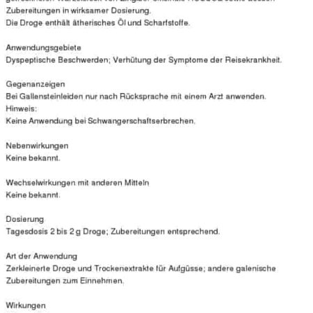 Ingwer indikation